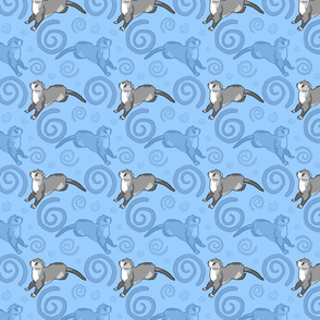 Whimsical Ferrets - blue