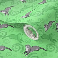 Whimsical Ferrets - green