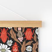 linocut beetles // vintage style linocut fabric hand-carved design by andrea lauren