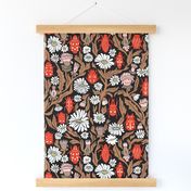 linocut beetles // vintage style linocut fabric hand-carved design by andrea lauren