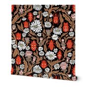 linocut beetles // vintage style linocut fabric hand-carved design by andrea lauren