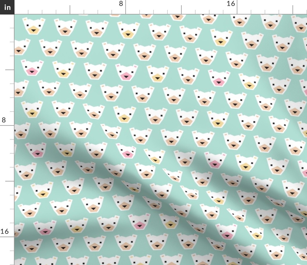 Adorable winter geometric polar bear mint kids illustration pattern