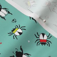 Creepy vivid colorful bugs and beetles insect illustration print