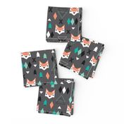 Geometric fox and pine tree illustration pattern