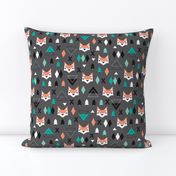 Geometric fox and pine tree illustration pattern