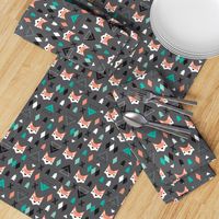 Geometric fox and pine tree illustration pattern