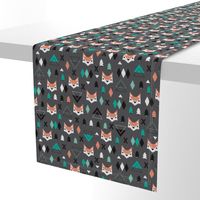 Geometric fox and pine tree illustration pattern