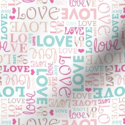 Love typography wedding lettering in soft pastel valentines day pattern