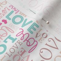 Love typography wedding lettering in soft pastel valentines day pattern