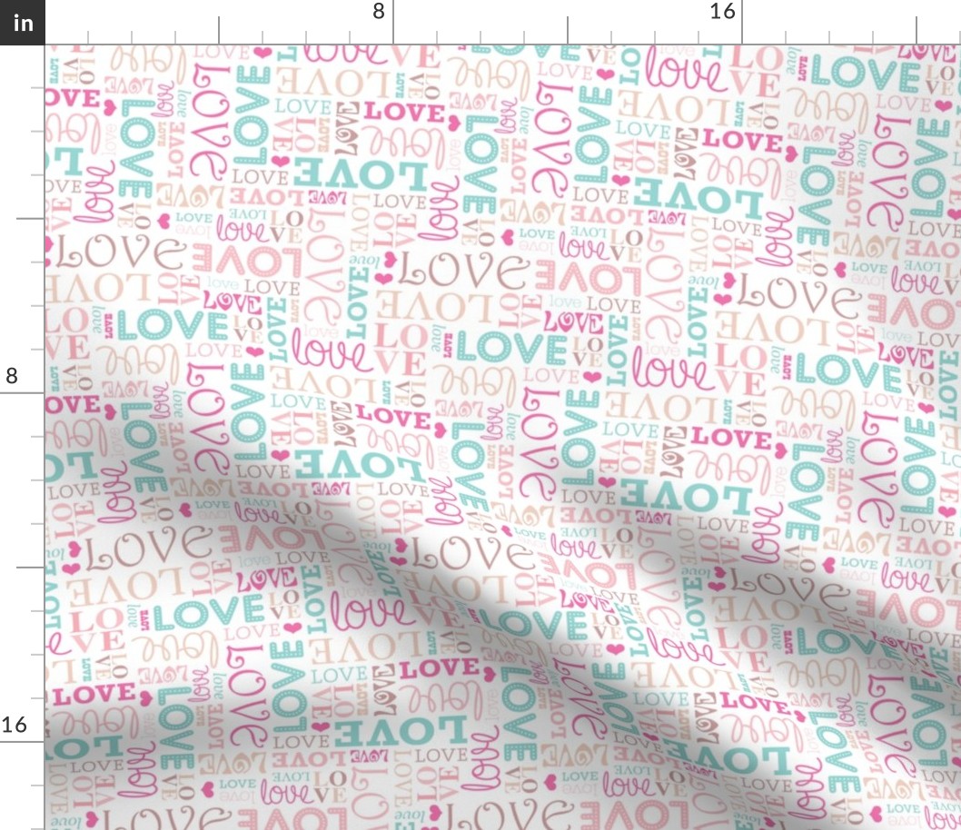 Love typography wedding lettering in soft pastel valentines day pattern