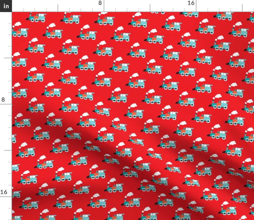 Cute red retro toy train illustration pattern