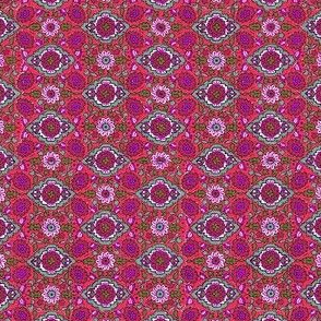 indian rose block print sari pattern