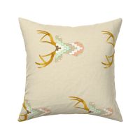 Telluride Deer Silhouette in Mint, Coral and Gold Dust