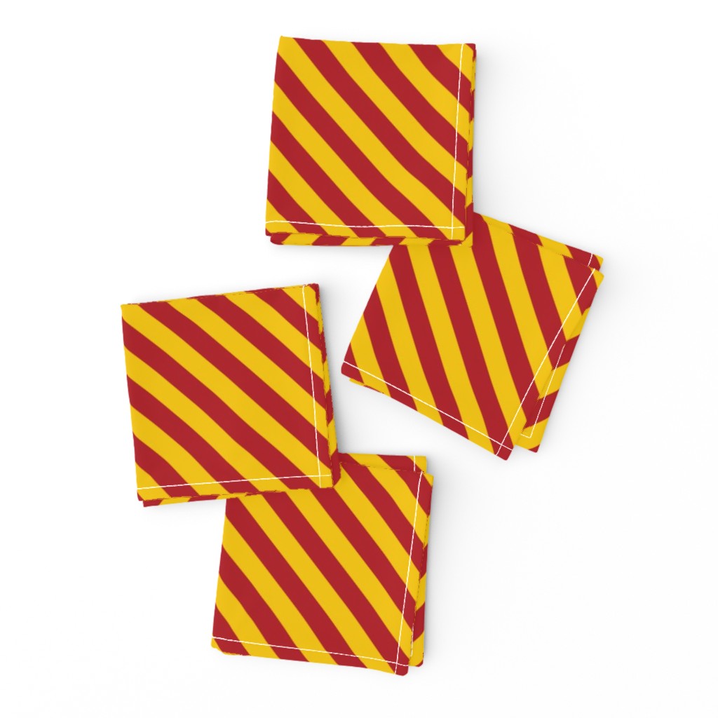 Diagonal Stripes in Red and Golden Yellow - Small