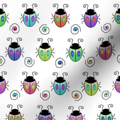 Bugs - Multicolor Offset Overall - Spirals - Dots