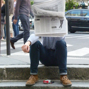 Newspaper Guy, sideways