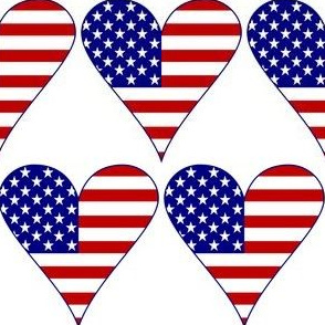 USA Flag Heart Funky Blue with Border