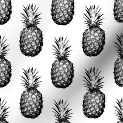 Black and White Pineapples - Medium tiling pattern