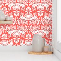 I Love Craft (Cthulhu Damask in Coral)