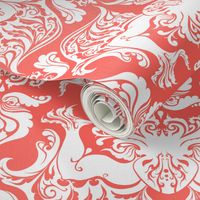 I Love Craft (Cthulhu Damask in Coral)