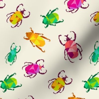 Stained Glass Christmas Beetles on Cream