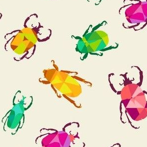 Stained Glass Christmas Beetles on Cream
