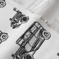 black and white- vintage car sketch