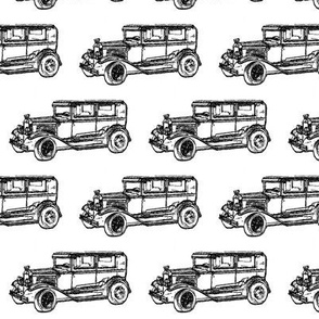 black and white- vintage car sketch