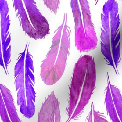 Watercolour Feather Drop - Purples