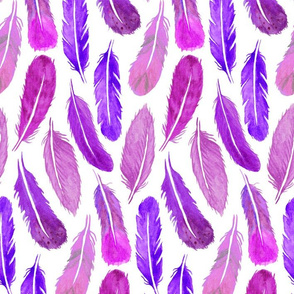 Watercolour Feather Drop - Purples