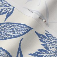 Blue toile leaves