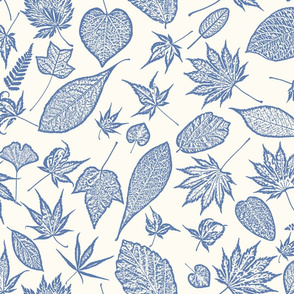 Blue toile leaves