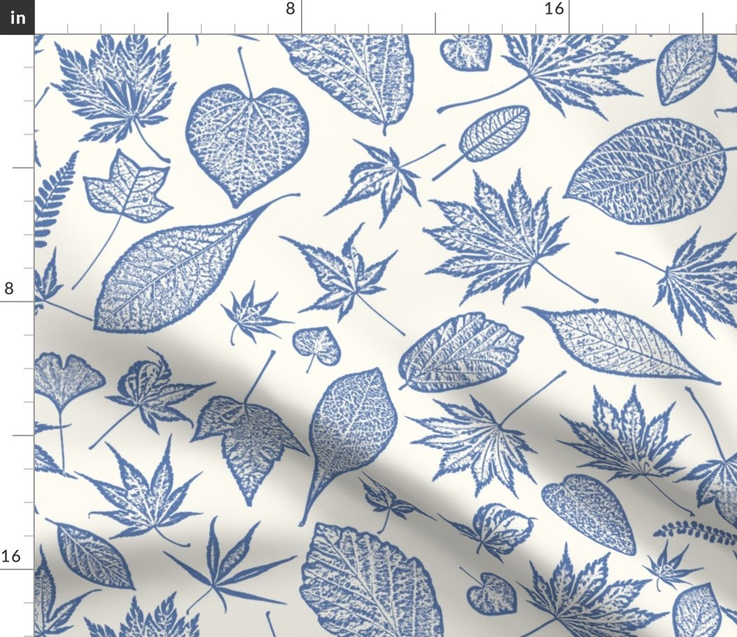 Blue toile leaves