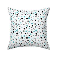 Turquoise Blue Polka dot with black and grey Flower Power coordinate