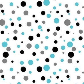 Turquoise Blue Polka dot with black and grey Flower Power coordinate