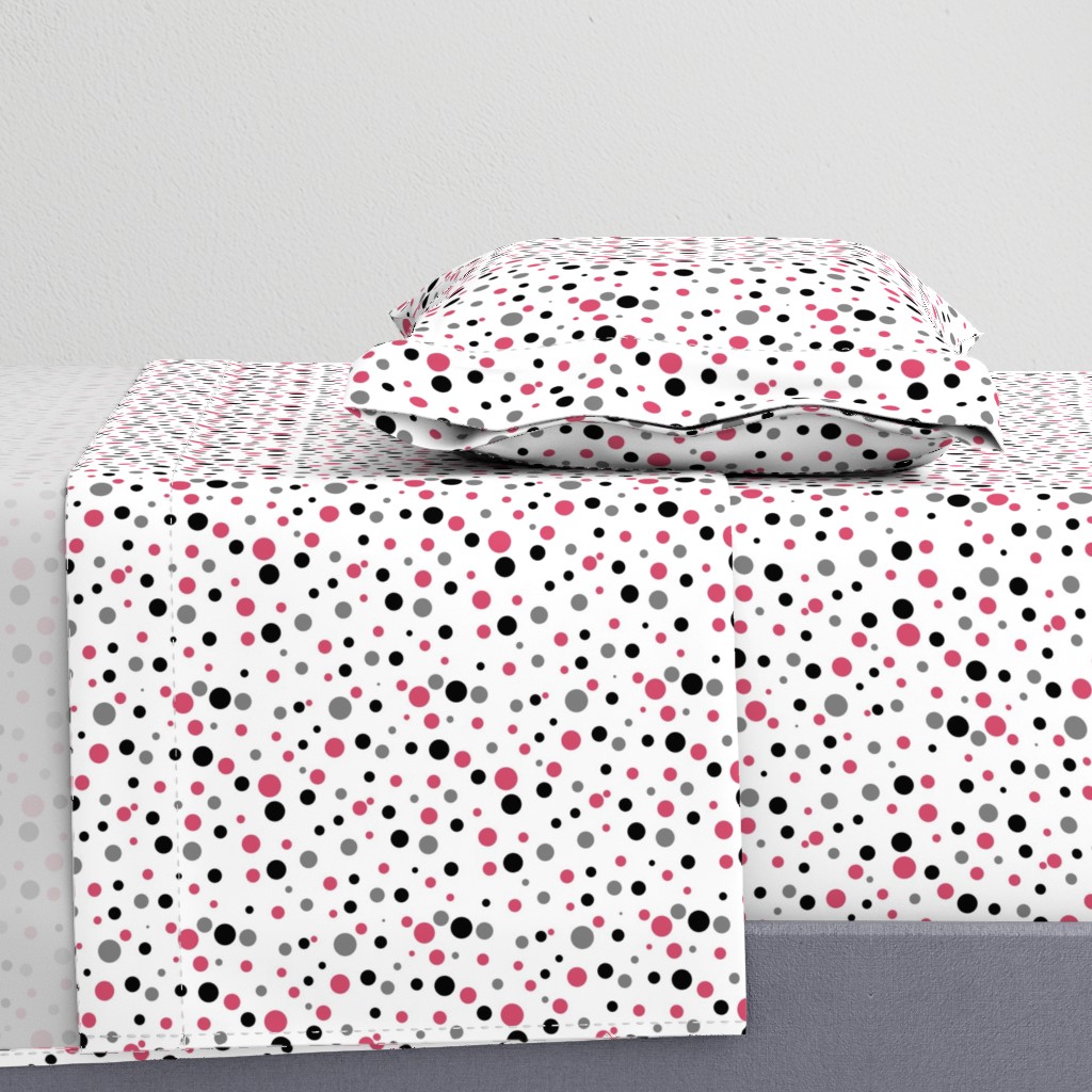 Pink, Polka Dot with gray, white and black