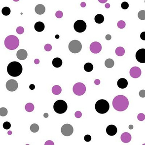 Purple , Polka Dot , gray,  black on white