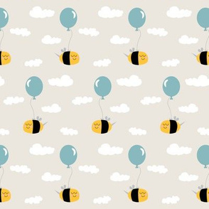 Bee balloon pattern_blue