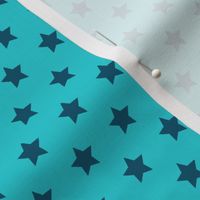 Navy Stars on Turquoise - Small