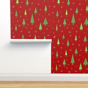 Little Christmas Trees and snowflakes small print