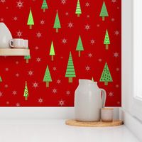 Little Christmas Trees and snowflakes small print