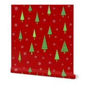 Little Christmas Trees and snowflakes small print