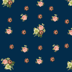 Roses and Anenome-navy