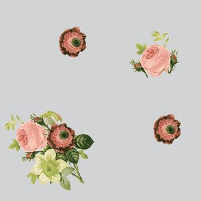 Roses and Anenome-light grey