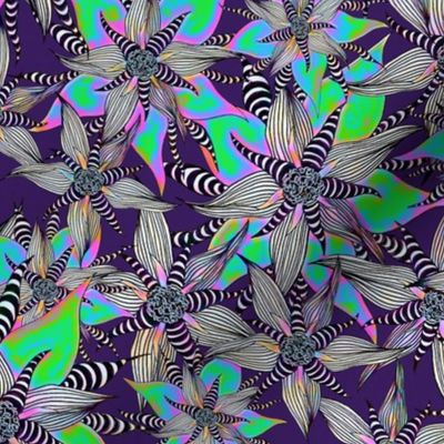 Interplanetary Zebra extraordinary Flowers - purple - 50% size