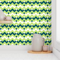 Green & Navy Double Chevron