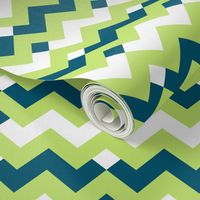 Green & Navy Double Chevron