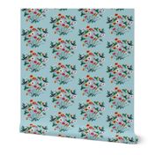 Meadow Floral, Multicolor on Blue