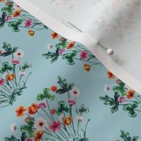 Meadow Floral, Multicolor on Blue