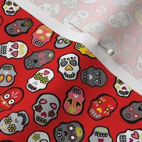 Mexican skulls red background - small scale